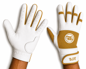 Guantes de Bateo ELIXE SPORTS Blancos y Rosas de Cuero, Transpirables, Flexibles, Ligeros, Duraderos, con Cierre de Velcro, para Mano Izquierda/Derecha, Unisex, Adulto - Product Image 1