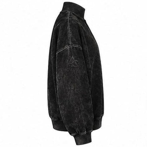 Top Selling Customizable Acid Washed Oversized Fleece/Cotton <b>Sweatshirt</b> <b>Black</b> Color Premium Mock Neck Drop Shoulder Pullover - Product Image 4