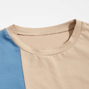 <b>Men's</b> Blue And Beige Color Blocked Short Sleeve O-Neck <b>T</b>-<b>Shirt</b> Regular Fit Casual <b>Striped</b> Woven Fabric Breathable <b>Men</b> <b>T</b> <b>Shirts</b> - Product Image 6