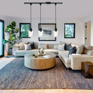 Lampada a sospensione a 3 luci tipo H dimmerabile con paralume in vetro smerigliato, include binario di montaggio - Product Image 5