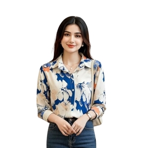 Trendy Queen Women's Printed Straight Mandarin Neck Shirt for Women's <b>Tops</b> for Woman Shirts Shirt for Women Stylish Western - Product Image 1