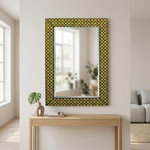 Modern Decorative Rectangle <b>Mirror</b> 24x36 Inch |Unique Yellow Printed Frame Design | Elegant Wall <b>Hanging</b> <b>Mirror</b> for Home, Office - Product Image 2