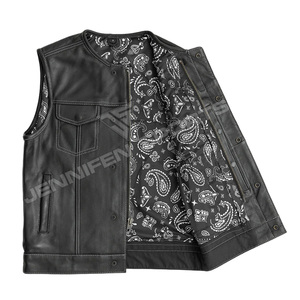 Chaleco de Cuero Vacuno Genuino Personalizado, a la Moda, para Motociclistas, Estilo Casual, Transpirable, sin Mangas, para Hombre - Product Image 3