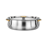 Ensemble de casseroles à soupe en acier inoxydable avec poignées et couvercle, ustensiles de cuisine multifonctionnels, compatibles lave-vaisselle, pour cuisinières à gaz et à induction, 30 cm