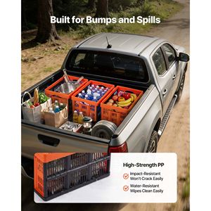 6-Piece Plastic Collapsible Storage Bins 45L Fabric Storage <b>Crates</b> with Handles Foldable & Stackable 33 Lbs Capacity Per Bin - Product Image 6