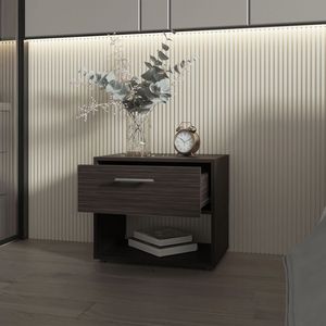 FM FURNITURE Comodino Rotondo in Noce Macinato con Cassetto - Product Image 4