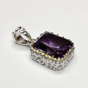 Colgante de plata con amatista hecho a mano, joyería de piedras preciosas naturales, plata de ley 925, diseño elegante, regalo para mujer - Product Image 2