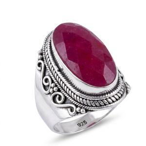 <b>Top</b> Pink Ruby Gemstone Ring 925 Sterling <b>Silver</b> Rose & Yellow Gold Plated Vintage Handmade Statement Ring Women Wedding Jewelry - Product Image 3