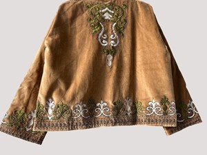 Veste en velours brodée à la main, manches longues, col montant, élégante, grande taille, pour femme, automne, longueur courte - Product Image 3