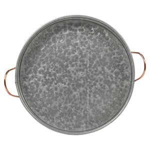 Wholesale Handcrafted Elegant Handmade Round Galvanized Solid Dishwasher Safe Food Contact Safe Metal <b>Tray</b> - Product Image 3