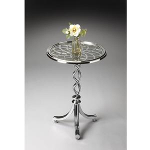 โต๊ะข้างโลหะทรงกลมสไตล์โมเดิร์นสำหรับตกแต่งบ้าน ขาโลหะสีเงิน เฟอร์นิเจอร์ห้องนั่งเล่น - Product Image 1