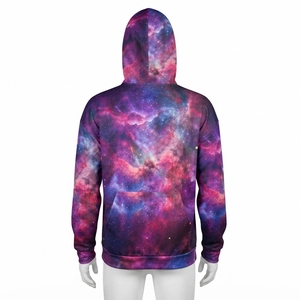 Sweat-shirt à capuche pour homme avec imprimé galaxie violet et poche kangourou, streetwear personnalisé - Product Image 4