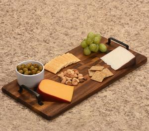 Bandeja de Madera de Acacia Pulida con Asas de Metal, Ecológica y Portátil, Bandeja Rectangular Decorativa para Uso en Servicios de Catering - Product Image 4