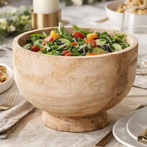 Tazón de Madera Maciza Hecho a Mano, Tazón de Madera Rústico Natural para Servir Ensaladas, Frutas, Vajilla para Mesa de Comedor, Cocina, Hogar, Restaurantes - Product Image 2