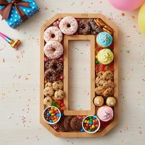 Wooden <b>Number</b> Shape Dessert Platter For Birthday Party Serving Creative Snack Display Tray And Unique <b>Table</b> Decor Idea - Product Image 1