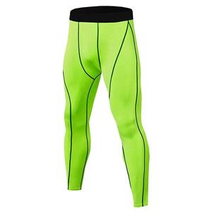 Pantalones de Compresión Verde Neón para Hombre, Deportivos, Transpirables, de Secado Rápido, de Spandex y Algodón, Tejido de Punto, Largos, para Verano - Product Image 2