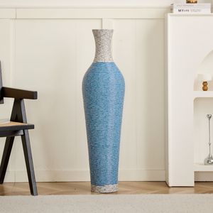 Vase de sol élégant bicolore brun foncé de 39 pouces, en rotin artificiel durable, accessoire décoratif de grande taille - Product Image 1