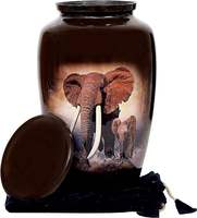 Urnes métalliques décoratives pour cendres, design Famille d'éléphants, pour la commémoration et l'affichage à domicile