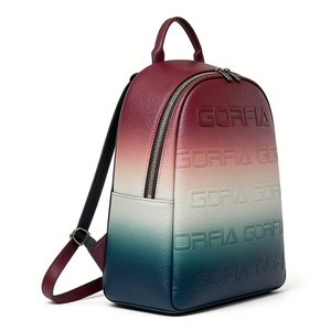 Women's Designer Brand Portable Waterproof PU Leather Laptop <b>Backpack</b> Set Gradient Embossed Letter with Wallet Zipper Closure - Product Image 5