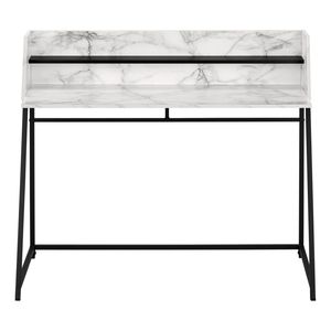 Scrivania Moderna per Ufficio Domestico da 48 Pollici con Laminato Effetto Marmo Bianco e Ripiani Contemporanei in Metallo Nero per Laptop - Product Image 6