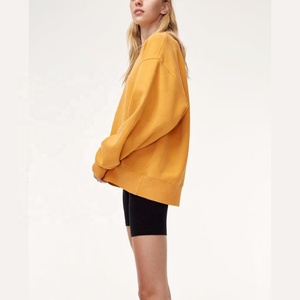 Sweat-shirt oversize à col rond pour femme, couleur unie, épaules tombantes, manches longues, tricot en coton, vêtements d'automne - Product Image 2