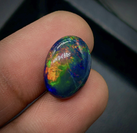 Opale noire naturelle ovale, pierre précieuse non montée, multi-feu, cabochon, pour la création de bijoux, prix de gros, d'Éthiopie.