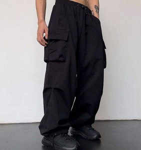 Fabrication en gros usine – Jean baggy vintage noir délavé coupe droite 100 % coton toile pour homme, multi-poches, personnalisable - Product Image 2