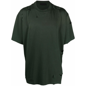 เสื้อยืดโอเวอร์ไซส์แขนสั้นผู้ชายสไตล์ฮิปฮอปผ้าฝ้าย 100% ซักแบบวินเทจสองชั้น ทรงหลวม ดีไซน์ขาดๆ แบบเรียบง่าย เป็นมิตรกับสิ่งแวดล้อม - Product Image 2