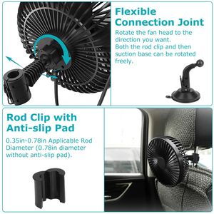 Ventilateur de voiture USB portable, rotatif, pour tableau de bord, fenêtre, SUV, camping-car, pick-up, siège arrière, avec clip et 3 vitesses - Product Image 3