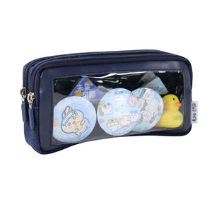 New Clear Window Customizable Storage Blue Zippered Pencil Case A5 Size PVC Stationery <b>Bag</b> Design for <b>School</b> Office - Product Image 1