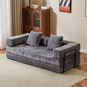 Divano Letto Convertibile Comodo con Supporto Lombare a Cuscino e Braccioli, Futon Lounge Sleeper C-Product - Product Image 1