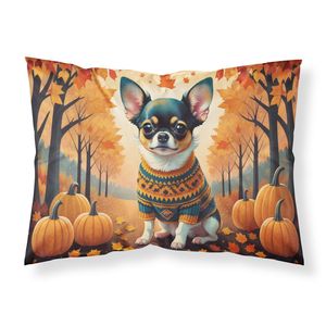 Funda De Almohada decorativa con ilustraciones de Chihuahua súper suave y ligera, funda de cojín de fácil cuidado estándar de otoño tricolor - Product Image 1