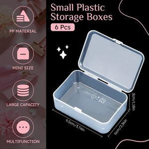 Set di 6 Contenitori Rettangolari Trasparenti in Plastica con Coperchi, Piccoli Organizzatori per Perline, Astucci per Pastelli, Porta Mollette per Capelli (3 Confezioni) - Product Image 2