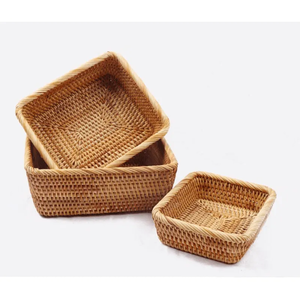 Cesta de Almacenamiento de Mimbre Rectangular Tejida a Mano, Organizador de Mimbre, Bandeja Tejida para Cocina y Hogar - Product Image 5