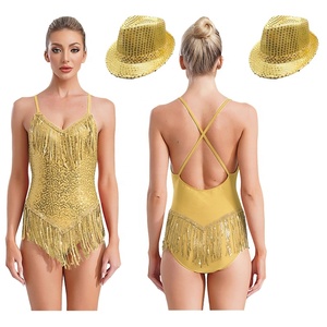 Costume de danse latine pour femmes justaucorps avec chapeau pour cha-cha <span class=keywords><strong>tango</strong></span> thème soirée <span class=keywords><strong>club</strong></span> scène performance compétition - Product Image 2