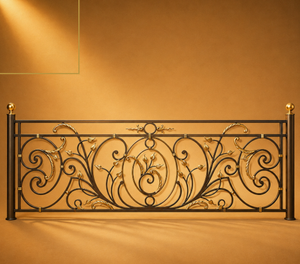 Luxury Brass and Iron Balcony Hand <b>Railing</b> with Elegant Floral Patterns and Golden Decorative Accents Wall mounted durable - Product Image 4