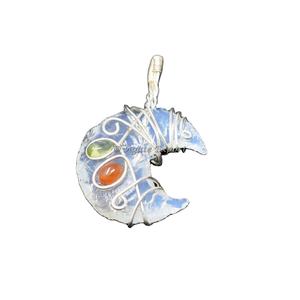 Vente en gros, fil de cristal de guérison, cristal, Quartz, lune, pendentif - Product Image 5