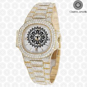 Montre de luxe pour homme Charm Jewells en acier inoxydable avec accents de diamants, affichage analogique de la date, boîtier de 40 mm, mouvement mécanique, étanche 10 bars - Product Image 1