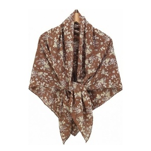 NORTH APPROACH Foulard carré en mousseline de soie pour femme, imprimé floral, élégant, multifonctionnel, accessoire de mode musulmane toutes saisons - Product Image 1