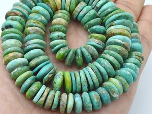 Natural Green Turquoise Polished Coin Wheel Shape Beads Smooth Arizona Turquoise Button Tire <b>Spacer</b> Bead 16 Inch 10-14MM Approx - Product Image 4