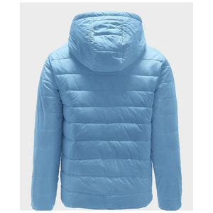 Chaqueta Acolchada Azul Claro para Hombre, Manga Larga, Resistente al Viento, Gruesa, de Poliéster, Informal, para Invierno, con Forro Polar de Color Sólido - Product Image 2