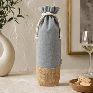 Custom Recycled Cotton Jute Wine <b>Bottle</b> <b>Bag</b> with Rope Handle Eco Friendly Gift Packaging Custom Logo Wholesale Exporter Reusable - Product Image 6