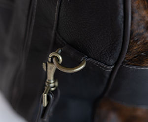 Sac de voyage week-end en cuir de vachette souple avec poils, style western de luxe, fermeture éclair, portable LHDB-0145 - Product Image 4