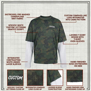 Oversized Camouflage Print Long Sleeve T-Shirt <b>Men</b> Street Style O-Neck Knitted Contrast Trim - Product Image 5