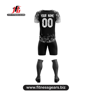 Ensemble de maillots de football personnalisés à manches courtes pour hommes, col en V, impression sublimée, évacuation de l'humidité, coupe athlétique - Product Image 2