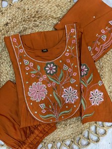 ชุดกางเกง anarkali kurti ปักด้วยไหมโรมันพรีเมี่ยมพร้อมผ้าไหมสไตล์จีนชุดสวมใส่ตามชาติพันธุ์ของผู้หญิง - Product Image 6