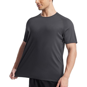 Short Sleeve Charcoal Grey Textured <b>Mens</b> Swim Shirt Athletic Fit UV Sun Protection Quick Dry Rash Guard - Product Image 4
