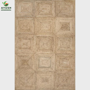 Alfombra floral minimalista y natural hecha de fibras 100% de yute. Alfombras personalizadas de la India para habitación de invitados y dormitorio. - Product Image 2