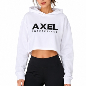 <b>Women</b>’s <b>White</b> Cropped <b>Hoodie</b> Long Sleeve Casual Pullover Relaxed Fit Everyday wear Comfort Style Crop <b>Hoodie</b> <b>For</b> <b>Women</b> - Product Image 2