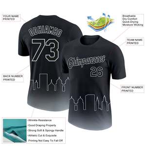 Maillot de basket personnalisé avec nom, numéro, logo d'équipe, impression de l'horizon de la ville, 100% polyester, unisexe, manches courtes, col rond - Product Image 2